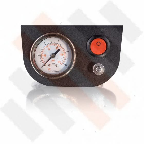 Manometer set Ø 40 mm enkel met mat zwart paneel en oranje knop