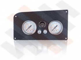 Fiat Ducato X244 Dubbele Manometerpaneel 2-weg Systeem Ø 40 mm Carbon-Look met zwarte knop